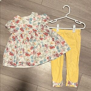 First Impressions Floral Dress with Yellow Leggings 24 months